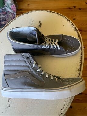 Vans High-Top Canvas Sneakers in Gray and White